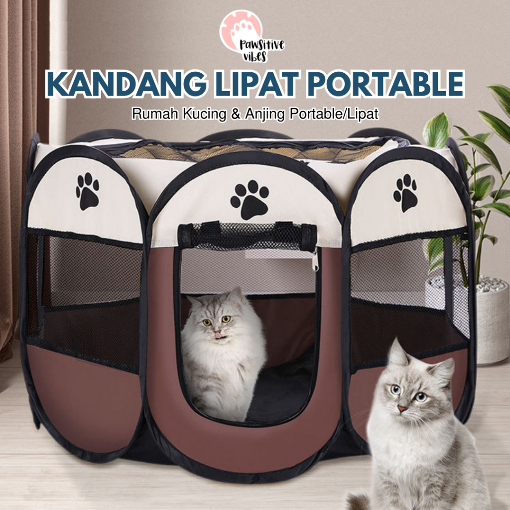 Kandang Lipat Portable - Kandang Kucing Besar - Rumah Kucing Untuk Melahirkan Jumbo Tenda Anjing Hew