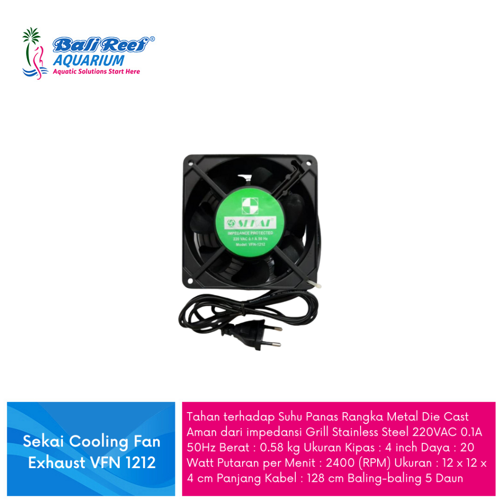 Sekai Cooling Fan Pendingin Mesin Chiller Aquarium Exhaust VFN 1212