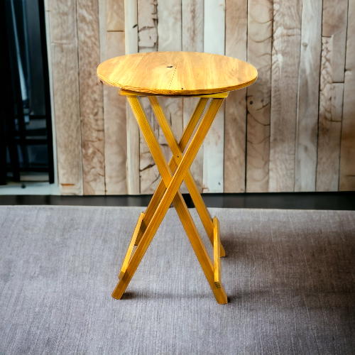 Meja lipat bundar/Meja lipat aesthetic/Meja lipat bundar teras/Meja lipat bundar kayu pinus