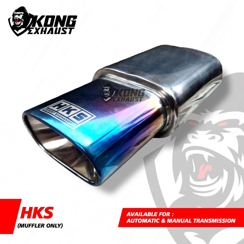HKS Knalpot Racing Mobil Turbo Kotak Burntipe | Muffler HKS Unuversal Untuk Mobil Automatic dan Manu
