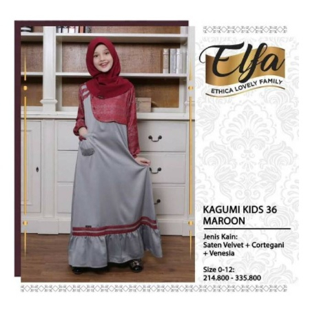 GAMIS ANAK MUSLIMAH KAGUMI KIDS 36 MAROON