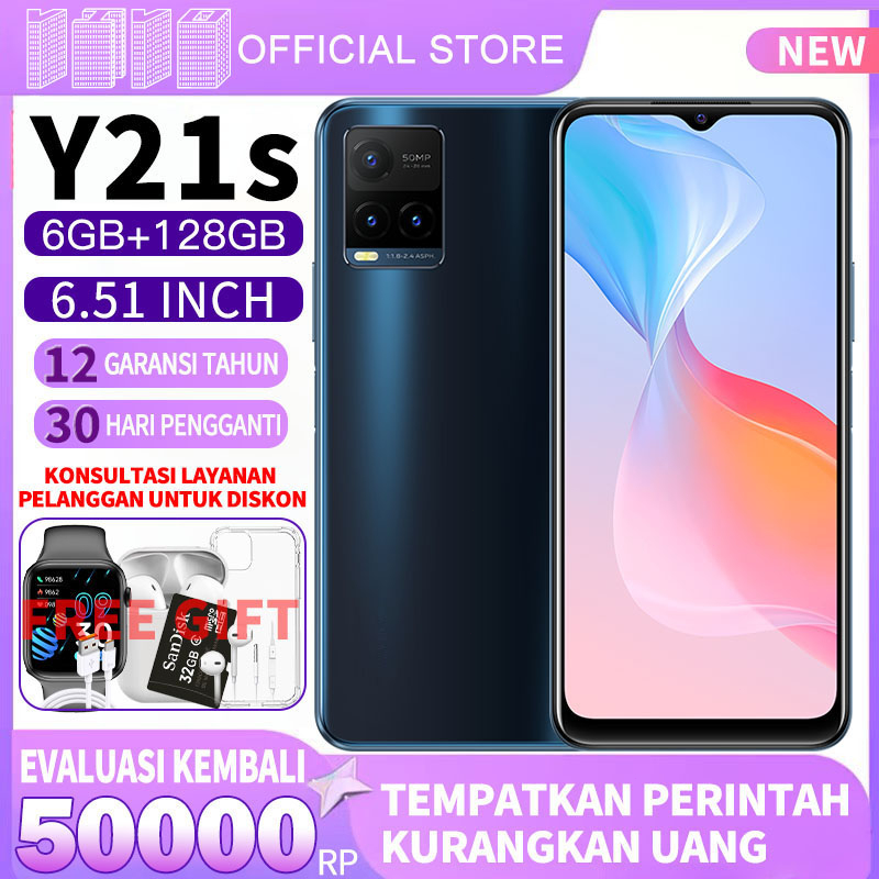 hp terbaru 2023 Y33s/Y21S 6/128GB 50MP Garansi Resmi 5000mAh Battery 18W FastCharge Android Smartpon