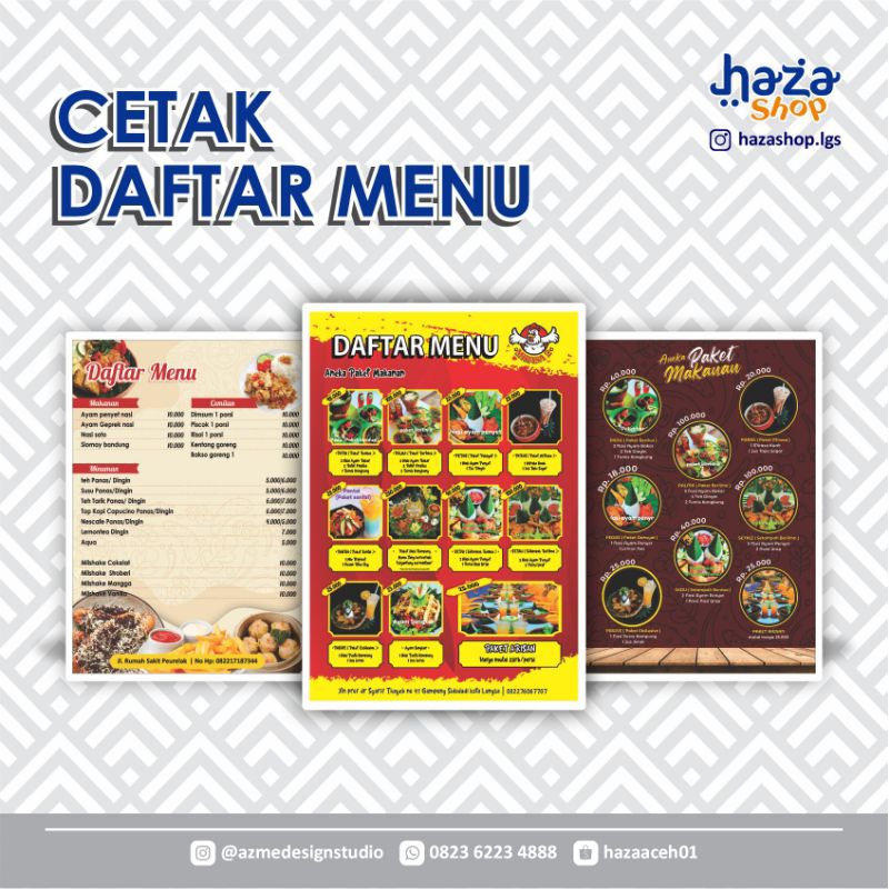 CETAK DAFTAR MENU/ MENU RESTORAN/ CAFE/ SALON & SPA/ MENU USAHA MAKANAN DAN MINUMAN/ BUKU MENU