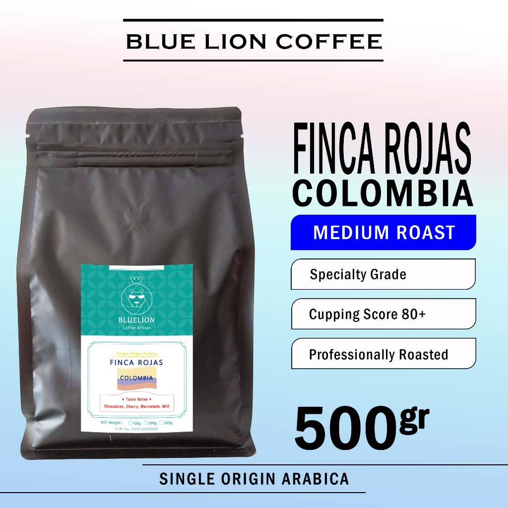 

Blue Lion Coffee Finca Rojas 500 gram Medium Roast Biji Kopi Bubuk Single Origin Arabica Colombia