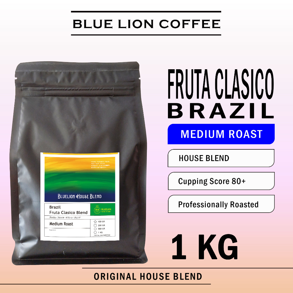 

House Blend Brazil Fruta Clasico Blend 1 KG Medium Roast Biji Kopi Bubuk Blue Lion Coffee