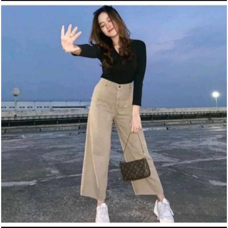 CELANA KULOT JEANS WANITA/KULOT CREAM WANITA