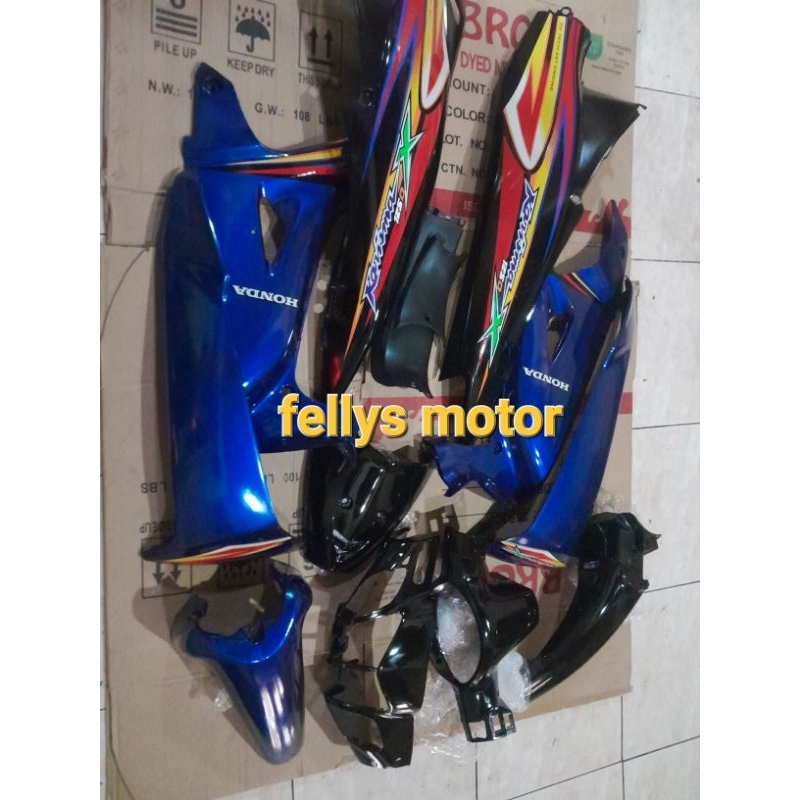 Cover Full Set Body Motor Karisma X 125D warna biru hitam