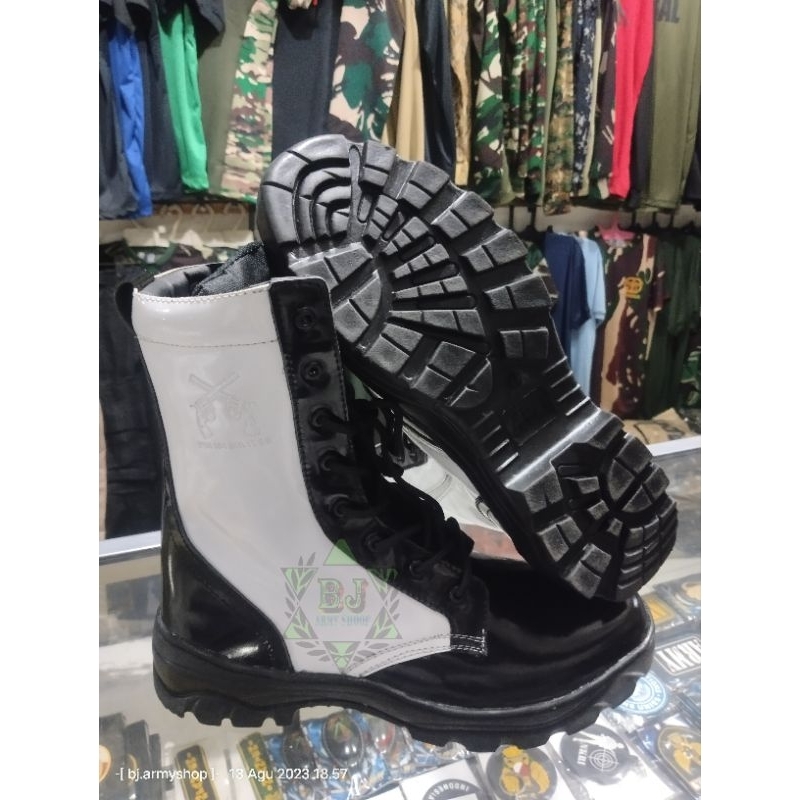 SEPATU PDL PM POM POLISI MILITER MODEL TERBARU / SEPATU PDL PDLO PUTIH LOGO PM