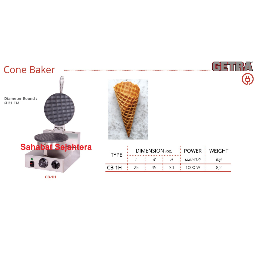 GETRA Cone Baker CB-1H Mesin Pembuat Cone Es Krim