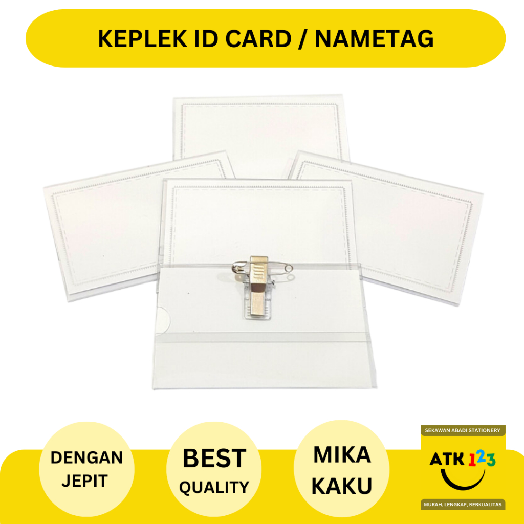 

Keplek Plastik Mika ID Card / Name Tag Ukuran 92x58mm Tidur Jepit