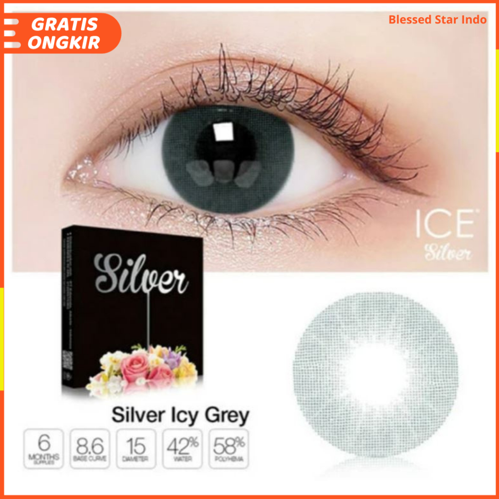 ICE Silver ICY Grey Softlens Minus Normal by Exoticon