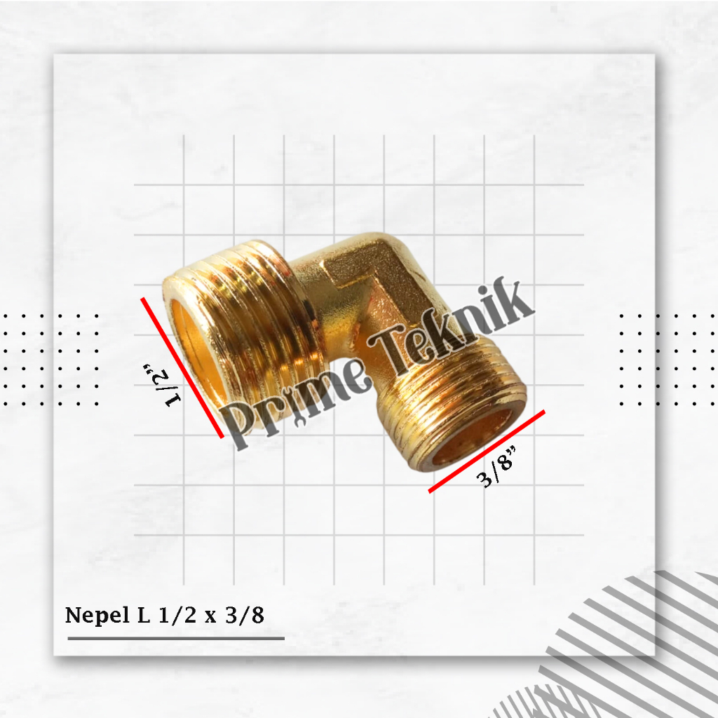 Nepel L Kuningan Drat Luar 1/2x3/8 Knee Elbow Male 1/2 x 3/8 Inch Kompresor