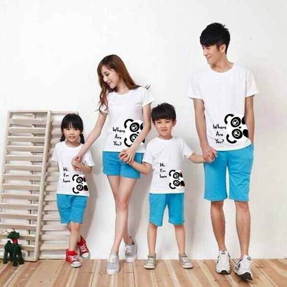 kaos couple keluarga lucu FAMILY HI PANDA termurah distro tebal dingin