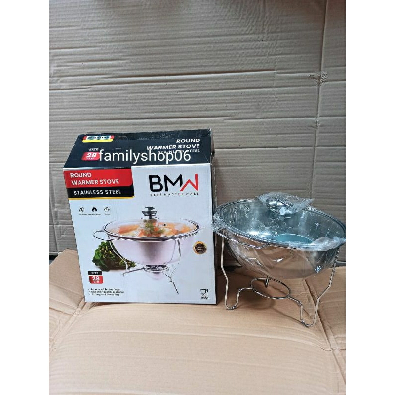 BMW pemanas Makanan Prasmanan Stainless Round Warmer Stove Bulat