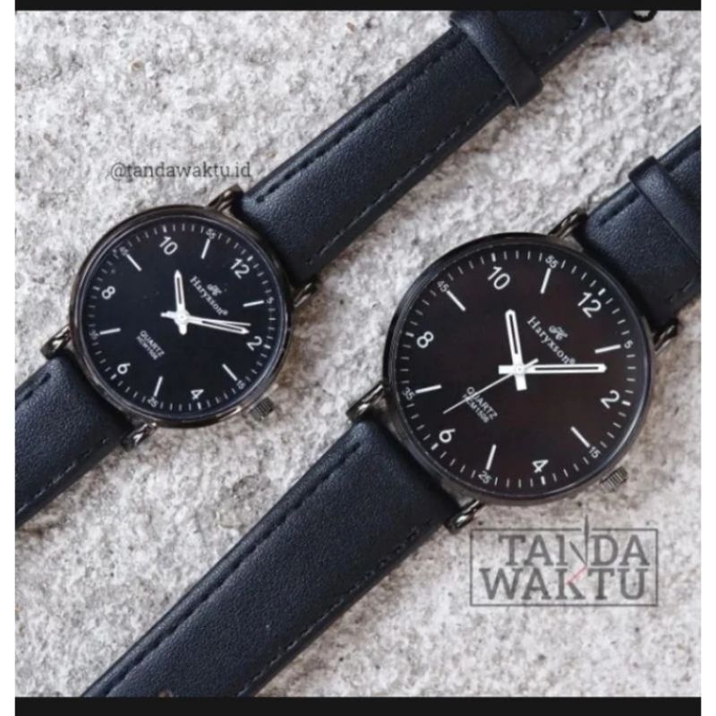 Jam Tangan Couple Cewek Cowok Haryxson Strap Kulit jam tangan keren