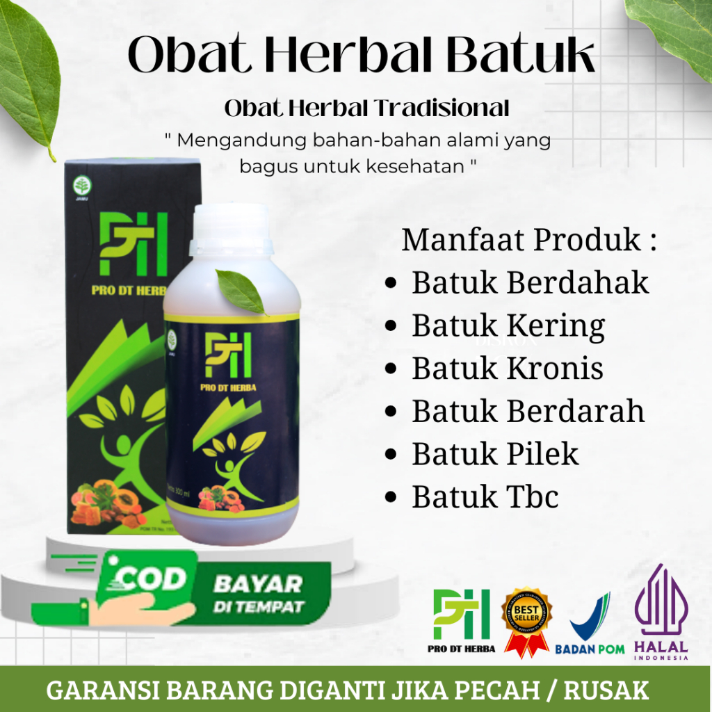 Obat Batuk Berdahak, Berdarah Herbal Paling Ampuh | Obat Batuk Pilek Dewasa Anak Pria Wanita PRO DT 