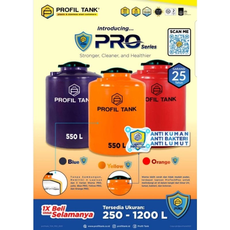 Profil Tank Tangki Air / Tandon Air Plastik tipe PRO Series kapasitas 700L