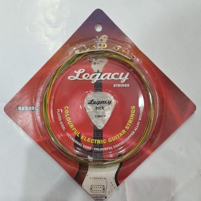 Senar Gitar Legacy Strings BE535C Colurful Electric Listrik Warna Warni Pelangi 1 set