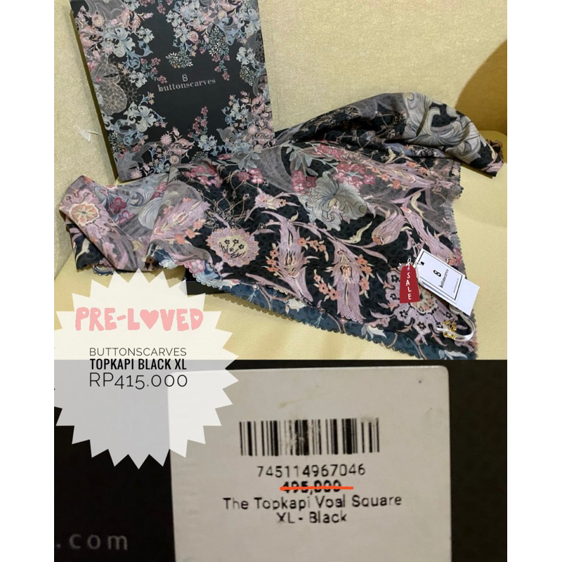 (PRELOVED) Buttonscarves Topkapi Black XL