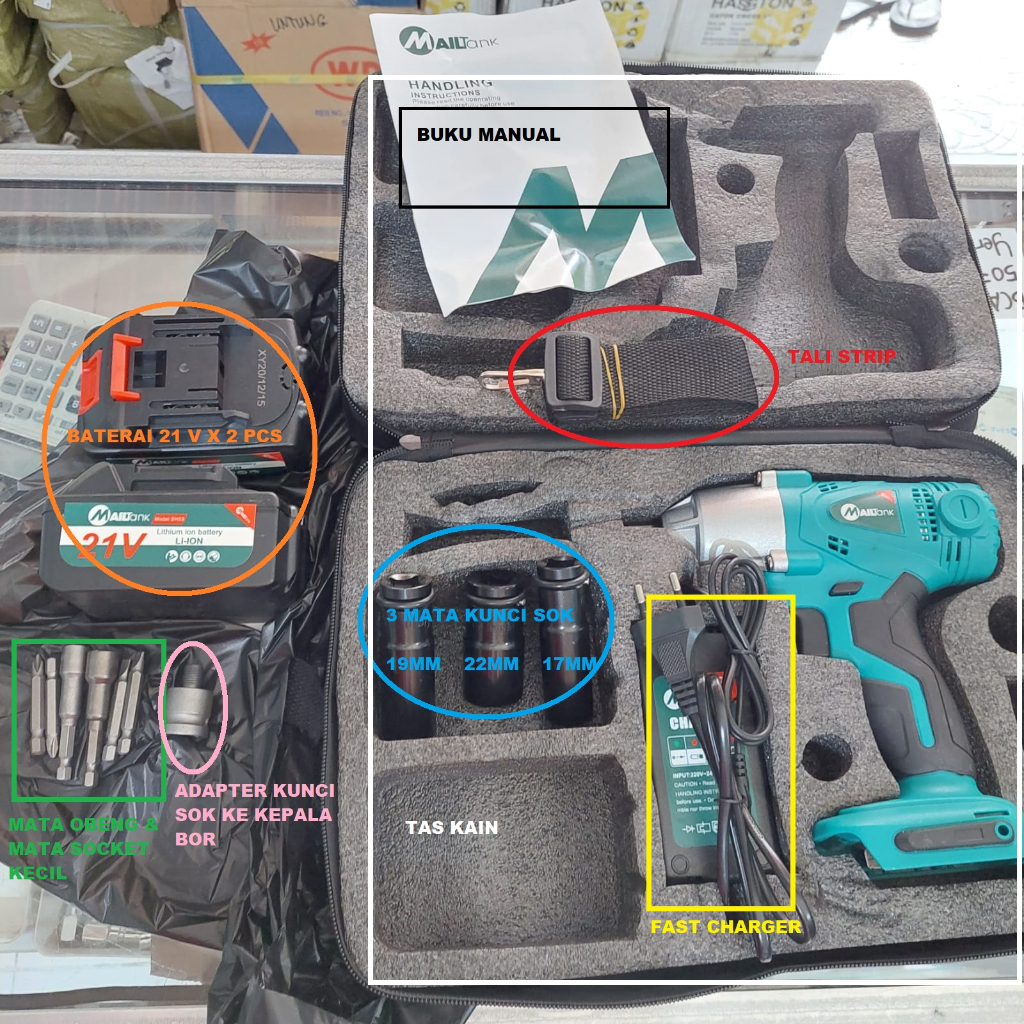 MAILTANK 21 volt Impact Wrench Cordless - Heavy Duty