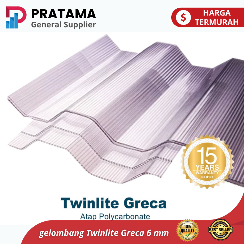 twinlite gelombang greca atap dingin polycarbonat 6mm clear / custom / surabaya