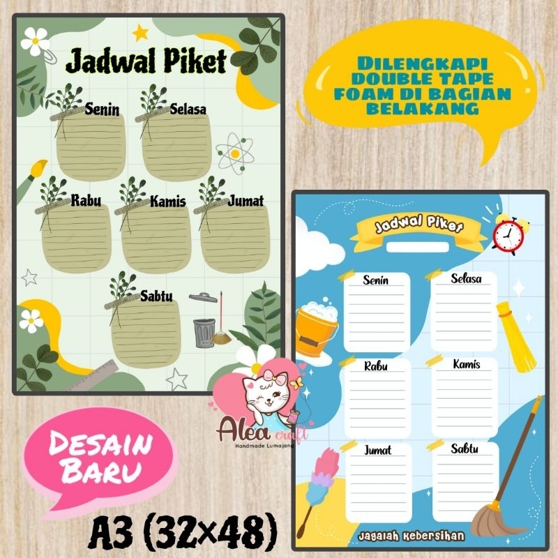 Hiasan dinding Jadwal Piket Hiasan dinding kelas