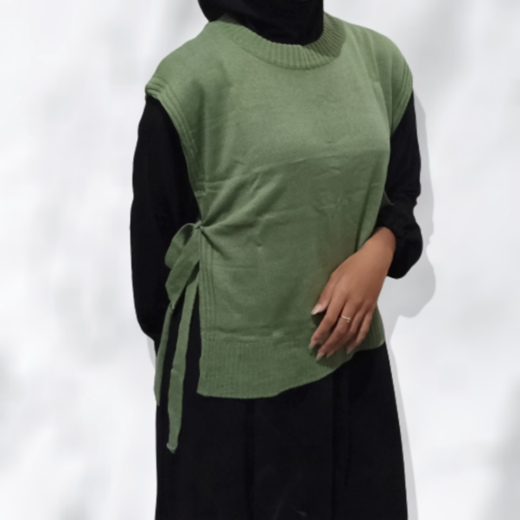 Rompi Rajut Andin Vest Knit Tali Samping Atasan Rajut Wanita