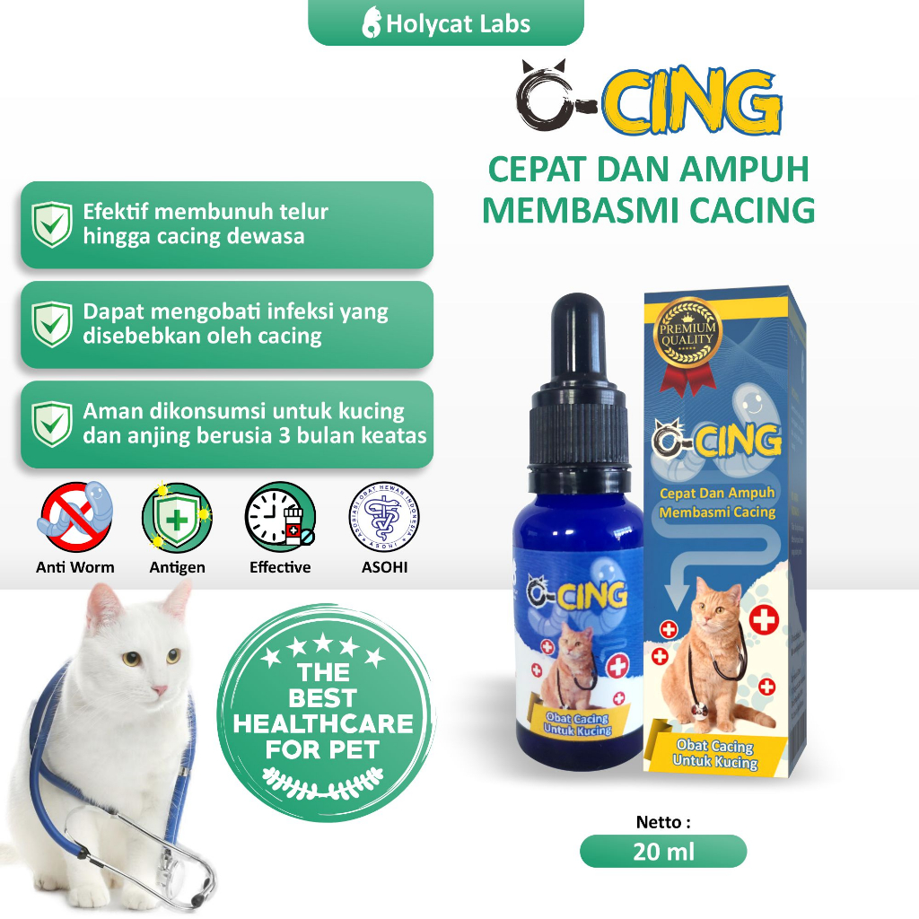 Obat Cacing Kucing Ampuh Membasmi cacing O-Cing 20 ML