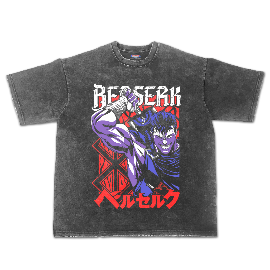 kaos anime berserk oversize stonewash