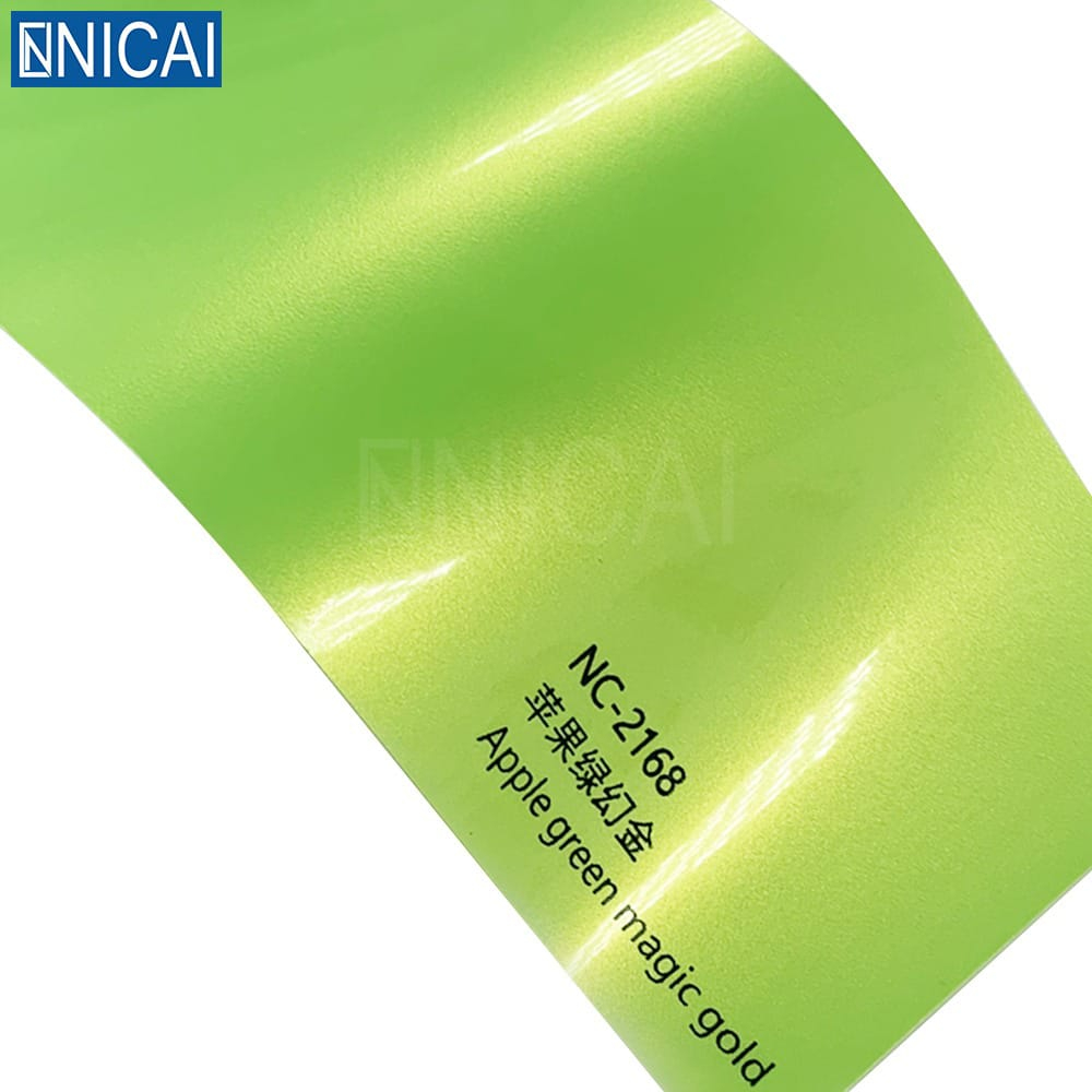 NEW STICKER NICAI NC-2168 APPLE GREEN MAGIC GOLD PER 50CM