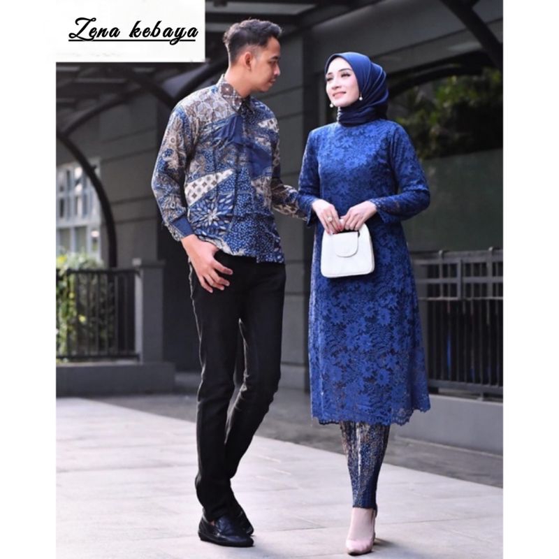 Setelan Couple Pasangan Kebaya Modern Tunik Brokat Kemeja Batik Baju Couple Keluarga Couple Lamaran 
