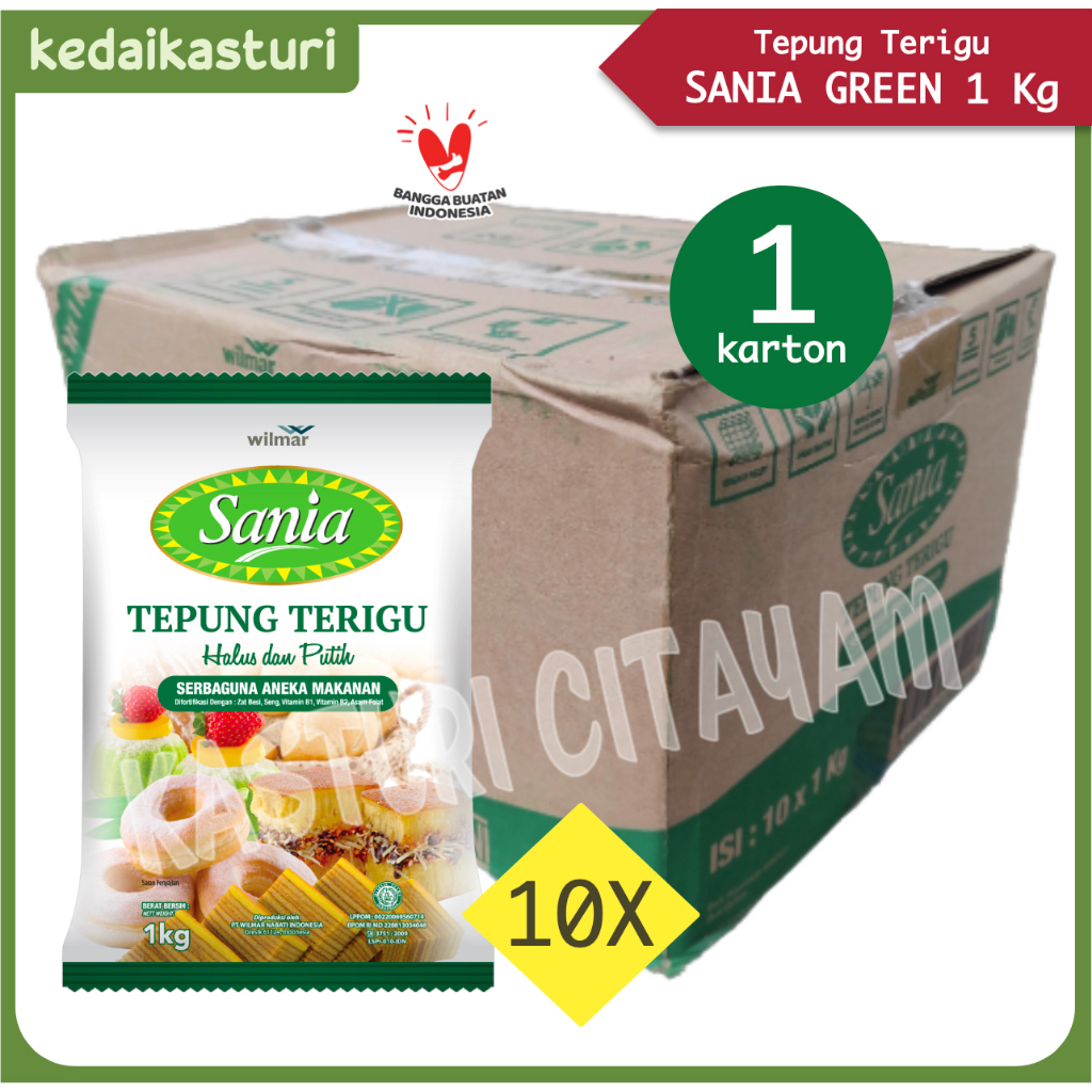 

Sania Green 1Kg Tepung Terigu Serbaguna [1 Karton x 10 Pack]