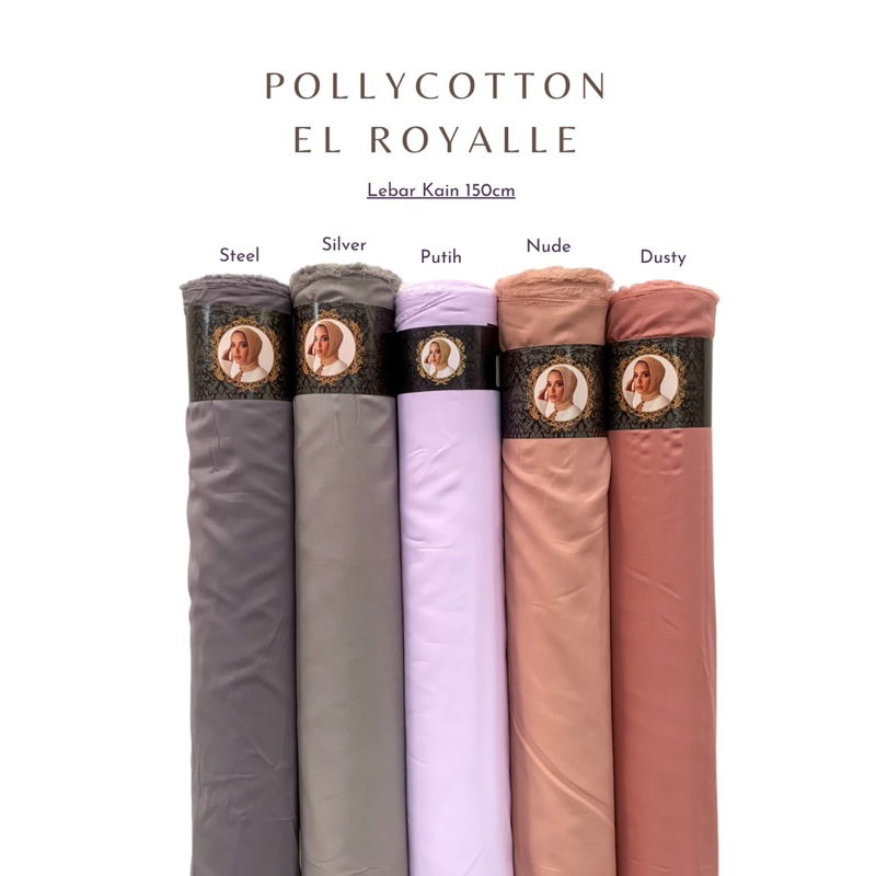 Pollycotton lebar kain 150 cm/pollycotton El Royale/kain bella square syar'i/segiempat polos/pashmina polos