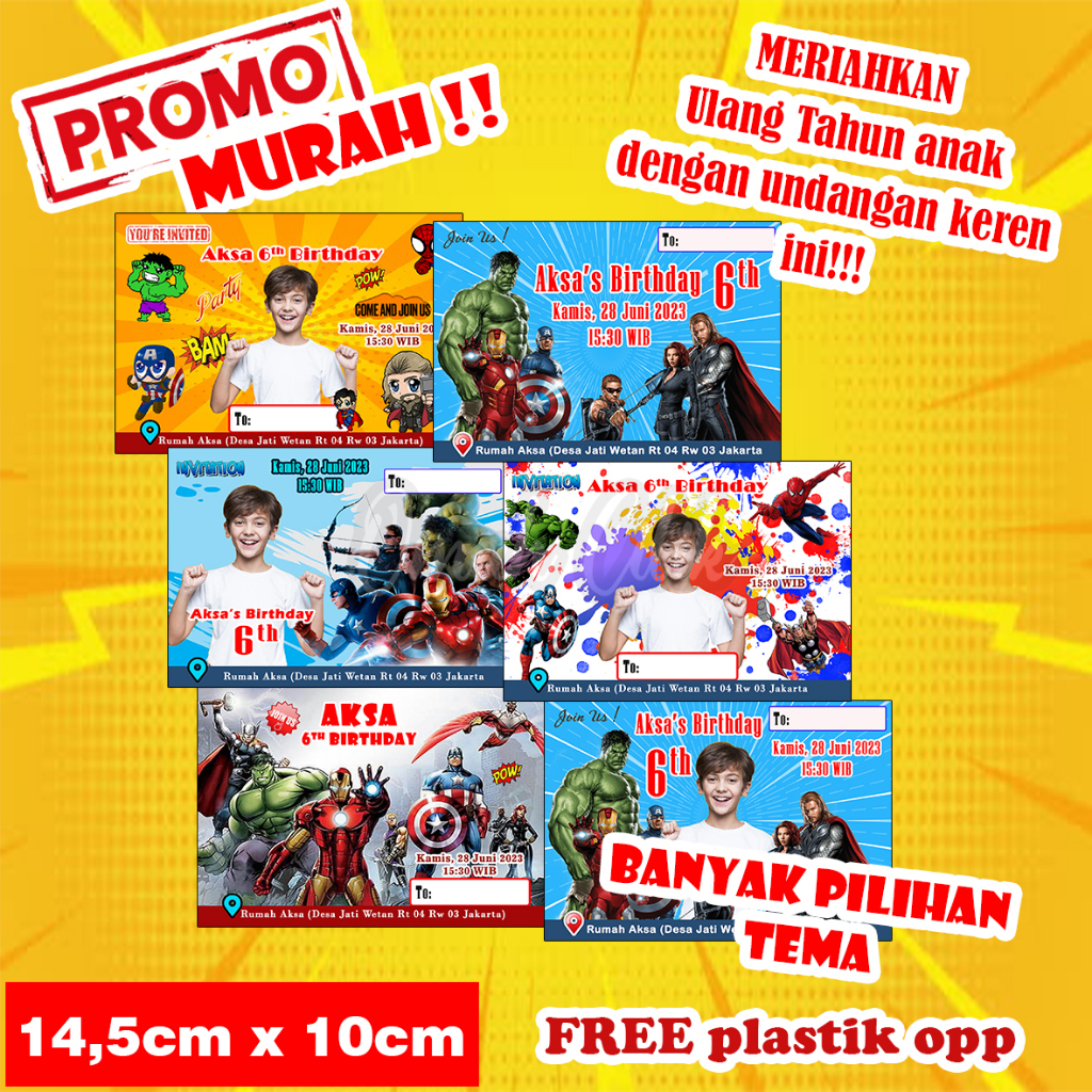 UNDANGAN ULANG TAHUN KARAKTER AVENGER / UNDANGAN ULANG TAHUN ANAK AVENGER /UNDANGAN ULANG TAHUN LUCU