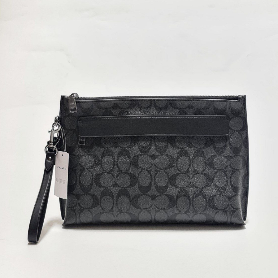 Coach F29508 Carryall Pouch In Signature Canvas Charcoal Black