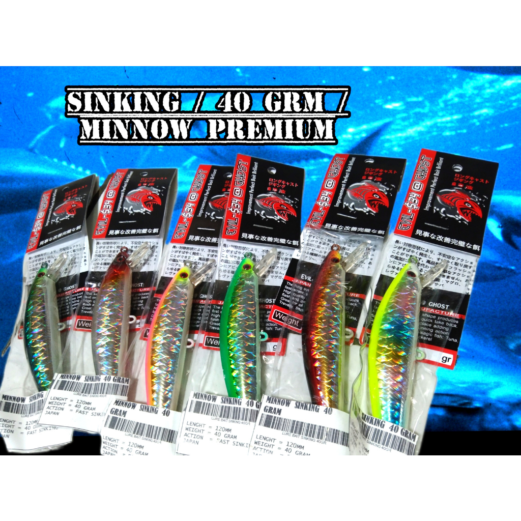 LURE MINOW MINNOW fast SINKING Rep - ZEUS  40 gramKILLER UNTUK IKAN PELAGIS tengiri dll