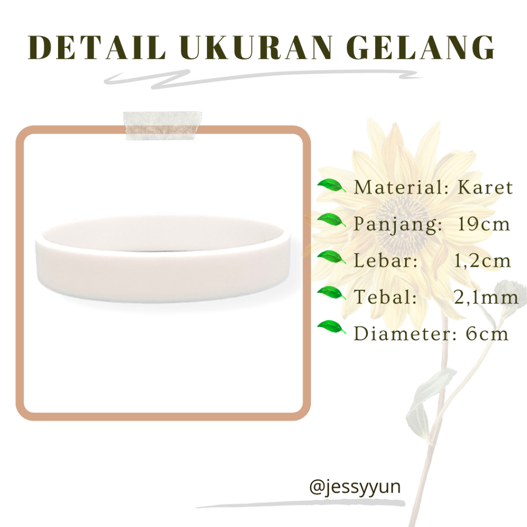 Gelang Tangan Pria Karet Rubber Bracelet Putih Polos Aksesoris Fashion Sport