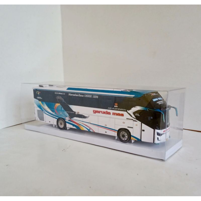 Miniatur Bus Kertas PO Garuda Mas, Skala 50, Pakai kotak plastik mika