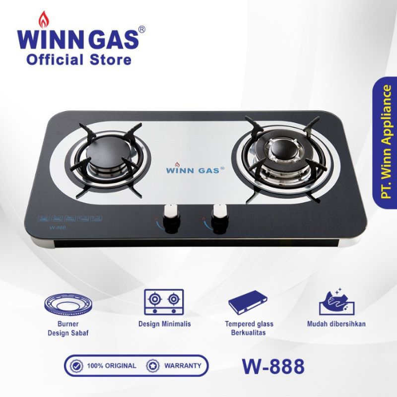 WINN GAS Kompor Gas Kaca 2 Tungku W-888