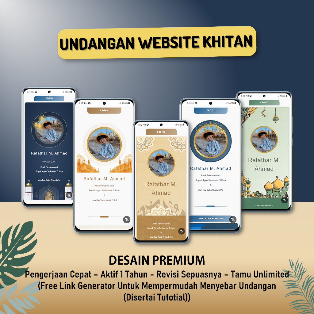 RB Undangan Khitanan / Khitan WEBSITE / Undangan Digital Khitanan WEBSITE - Tema Foto & Tanpa Foto