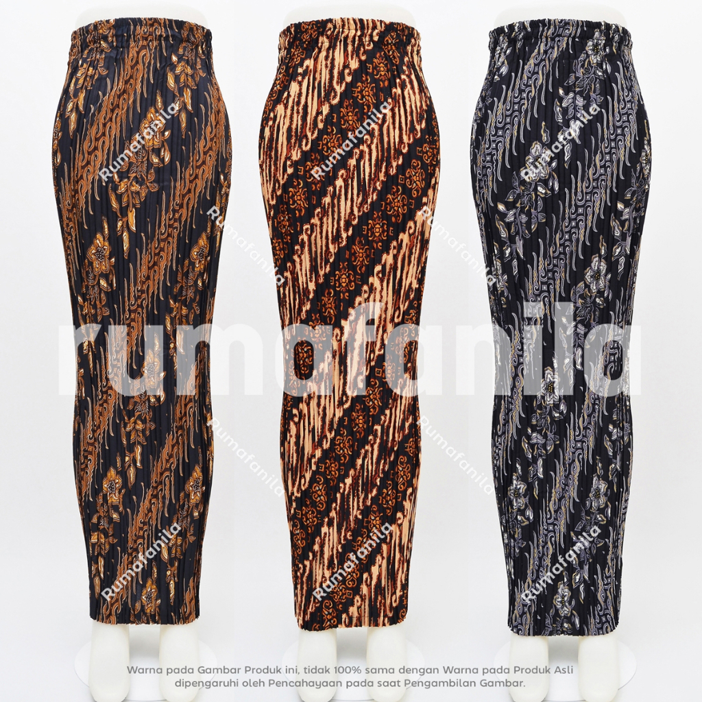 Rok Plisket Batik Premium Bawahan Kebaya Wisuda Modern Span Wiru Jumbo Pakaian Tradisional Pesta Ada