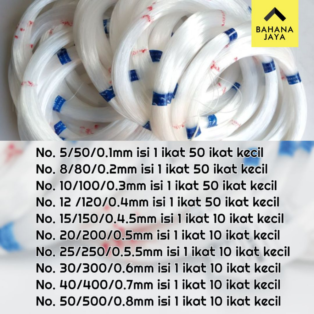 Tali Senar Non Elastis / Tali Senar Pancing / Tali Kerajinan Tangan Manik Manik / Tali Bening Putih 