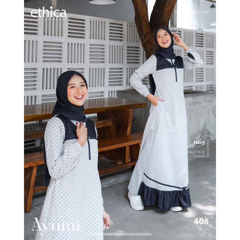 GAMIS ETHICA AYUMI 406 NAVY, BROWN / GAMIS REMAJA TERBARU / GAMIS ETHICA REMAJA TERBARU / GAMIS REMA