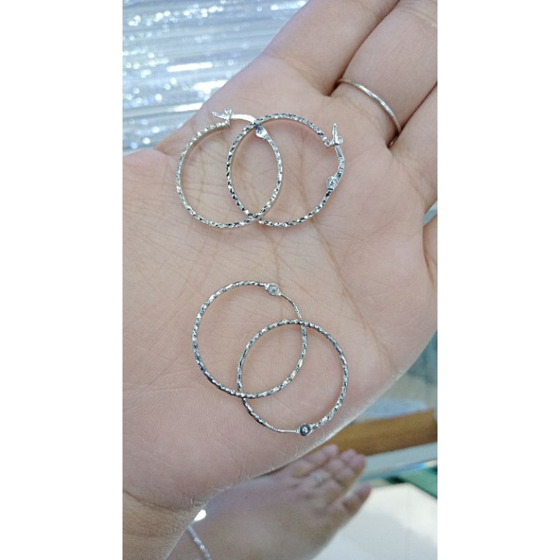 Anting gipsi bulat ukir mas putih kadar 8k 375%