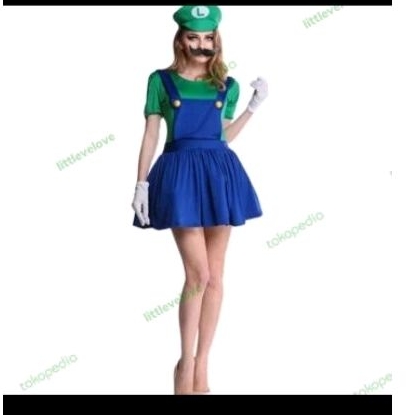 Promo Mario Bros Costume Women Kostum Mario Bros Wanita Dewasa Kostum Halloween
