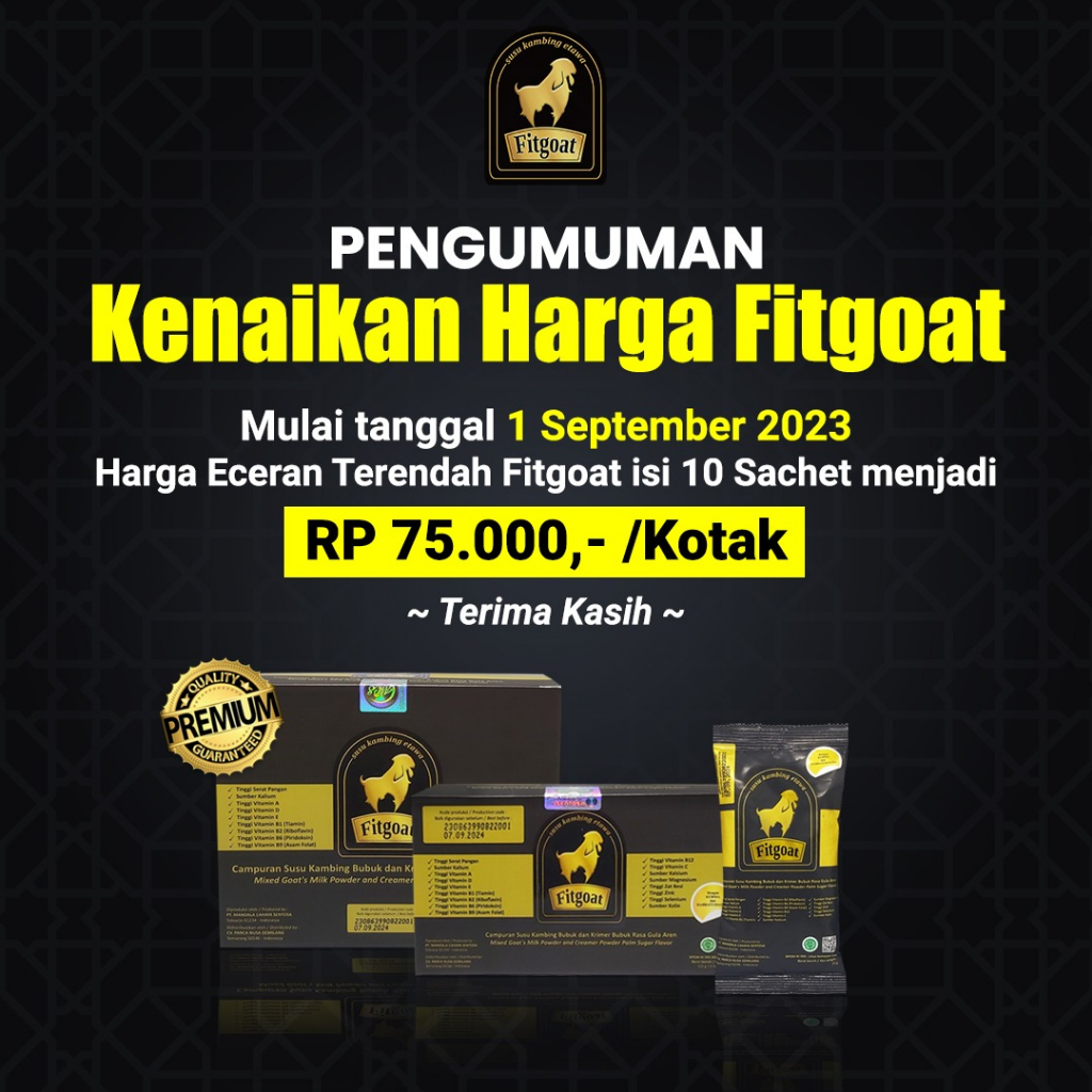 

FITGOAT SUSU KAMBING ETAWA VIRAL!! Menutrisi tubuh dan menjaga metabolism agar tetap Fit