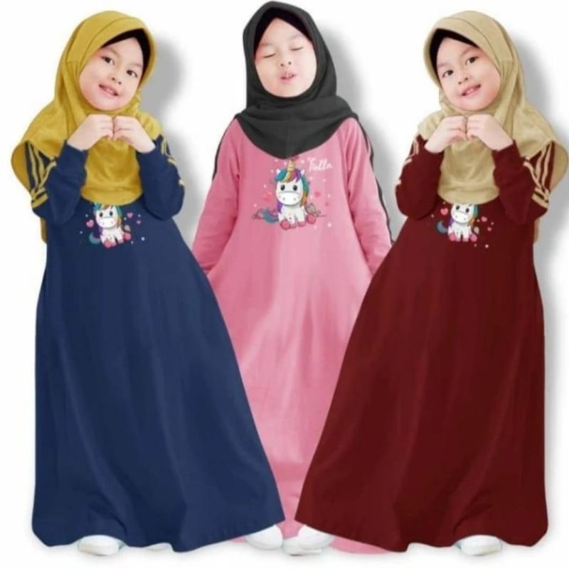 Baju Gamis / Dress / Baju Pesta Anak Perempuan Busana Muslim Anak Dres Umur Usia 5 - 6 - 7 Tahun Thn Th