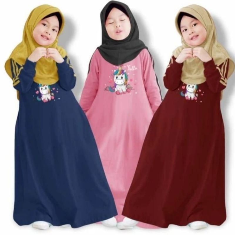 Baju Gamis / Dress / Baju Pesta Anak Perempuan Busana Muslim Anak Dres Umur Usia 5 - 6 - 7 Tahun Thn