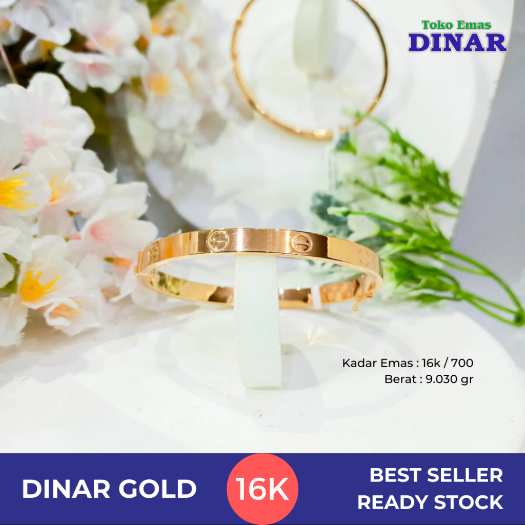 GELANG OVAL PLAT SLP - EMAS TUA - KADAR 16K