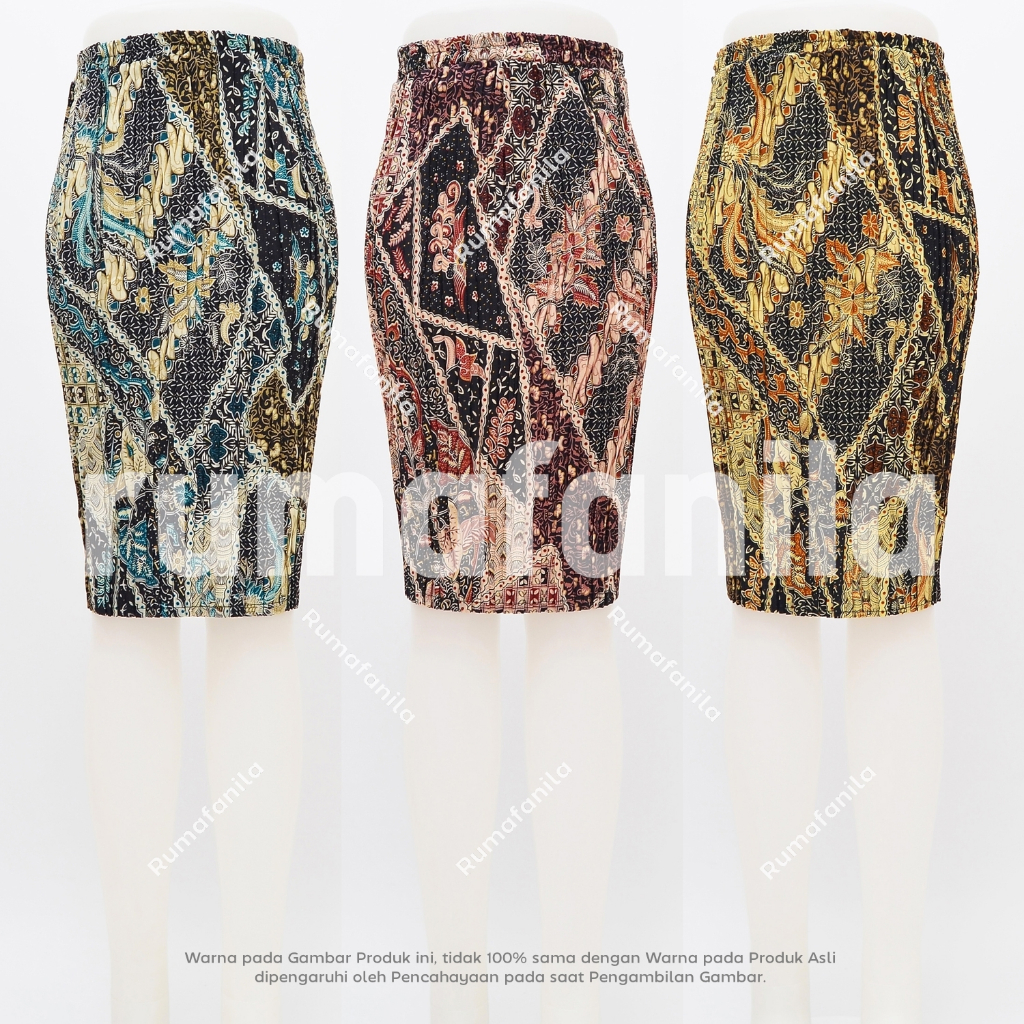 Rok Kebaya Batik Pendek Premium Bawahan Kebaya Wisuda Modern Plisket Span Wiru Jumbo Pakaian Tradisi